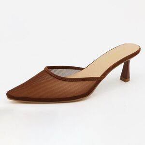 Brown Mesh Kitten Heel